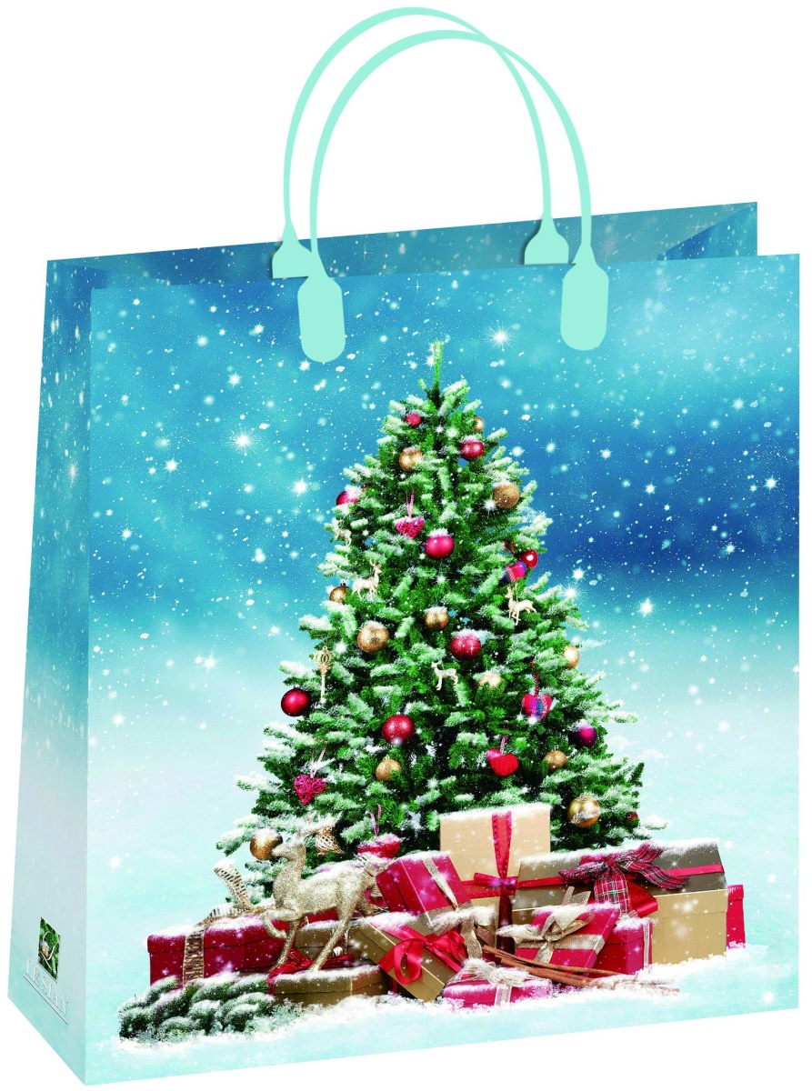 Пакет пластиковый новогодний "Ёлка с подарками" (МАЛЫЙ)
