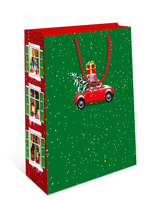 Пакет подарочный новогодний "Машина с ёлкой и подарками" (АВ)