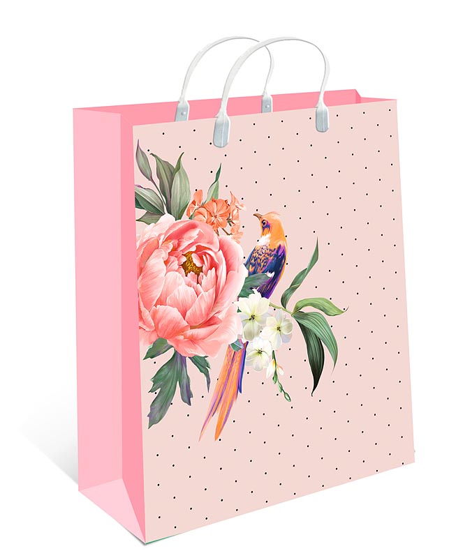 Пакет пластиковый подарочный "Птица на цветке" (МАЛЫЙ)