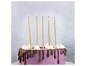 Свечи для торта с подставками ЗОЛОТО 13 см 12 шт