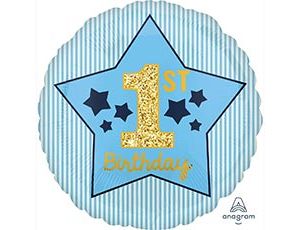 Шар А 18" 1-й ДР Мальчик Звёзды Blue/Gold
