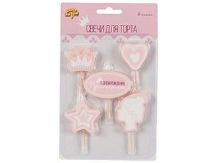 Свечи для торта на пиках С ДР Принцесса 5 шт