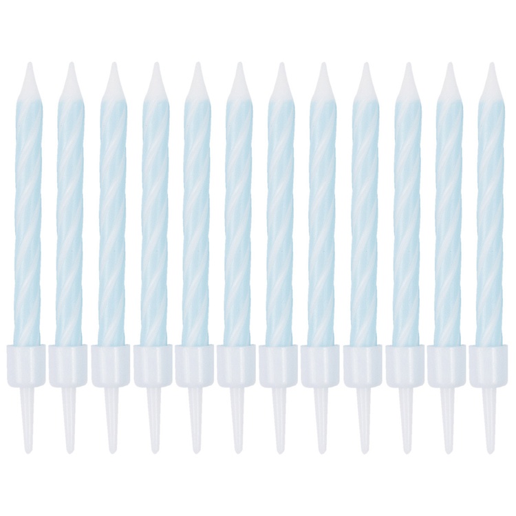 Свечи для торта с подставками Спирали ГОЛУБЫЕ 6 см 12 шт