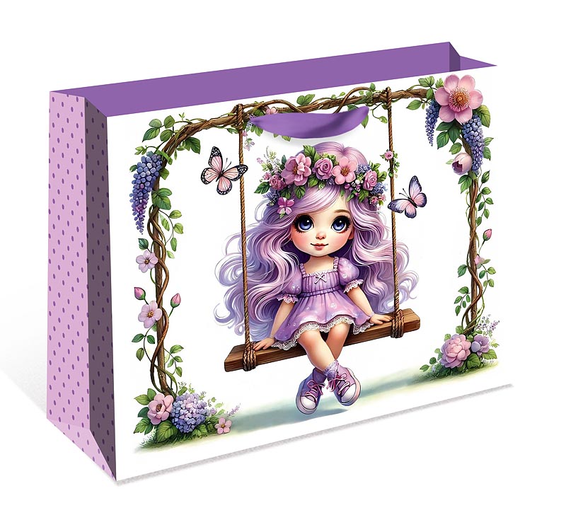 Пакет подарочный СТАНДАРТ ПЛЮС "Девочка на качелях" (ААА+)