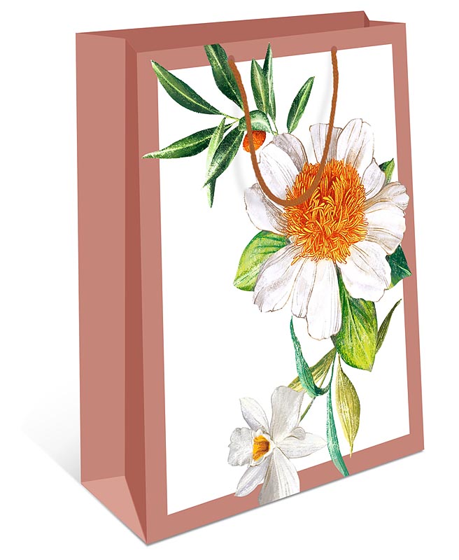 Пакет подарочный "Белый цветок" (АВ)