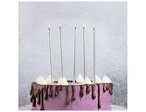 Свечи для торта с подставками СЕРЕБРО 13 см 12 шт