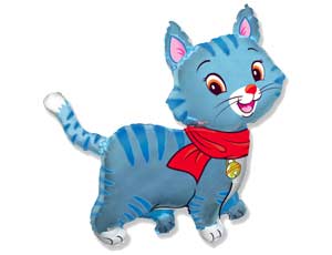 Шар Ф Фигура/11 "Кошечка с шарфом" голубая