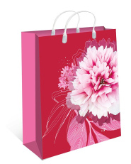 Пакет пластиковый подарочный "Цветок на красном" (МАЛЫЙ)