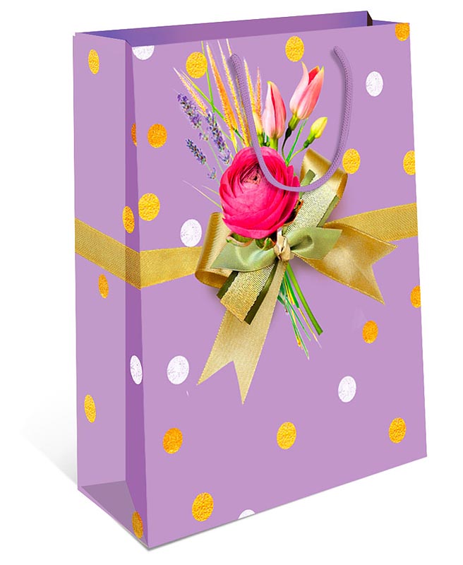 Пакет подарочный "Букет на фиолетовом фоне" (АВ)