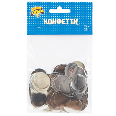 Конфетти Круги фольга серебро 2,5 см 20 гр