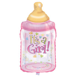 Шар Ф/М ФИГУРА/3 "Бутылочка для девочка" розовая