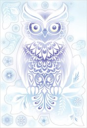 Наклейка новогодняя "Белая сова"