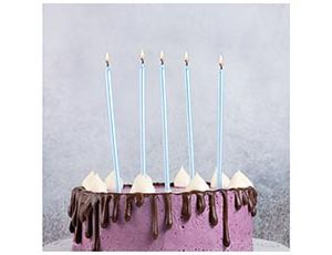 Свечи для торта с подставками ГОЛУБЫЕ 13 см 12 шт