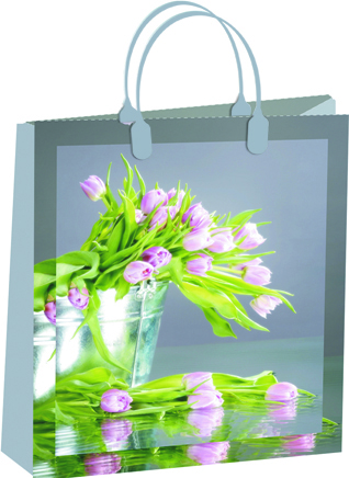 Пакет пластиковый подарочный "Букет тюльпанов" (БОЛЬШОЙ)