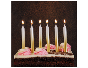 Свечи для торта с подставками Градиент бел/золот перлам 8 см 6 шт