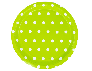 Тарелка бумажная "Горошек светло-зелёная" 23 см 6 шт