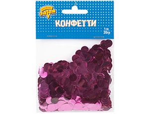 Конфетти Круги фольг ярко-розовое 1 см 20 гр
