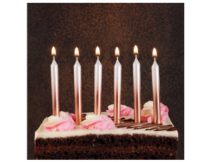 Свечи для торта с подставками Градиент бел/роз зол  перлам 8 см 6 шт