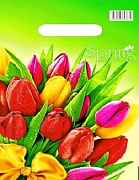 Пакет полиэтиленовый с вырубной ручкой "Весна. Тюльпаны" (20х30)
