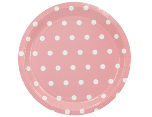 Тарелка бумажная "Горошек розовая" 23 см 6 шт