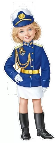 Плакат вырубной двусторонний "Девочка в парадной форме.(Воздушно-Космические силы)" Формат А3