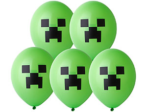 Шар латексный 14" с рисунком Пиксели зелёный