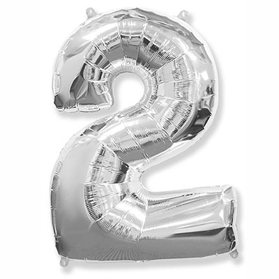 Шар фольгированный Ф ЦИФРА 2 32" Silver