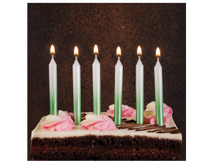 Свечи для торта с подставками Градиент бел/мятный перлам 8 см 6 шт