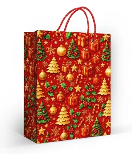 Пакет подарочный бумажный матовая ламинация "Новогодний" (МS)