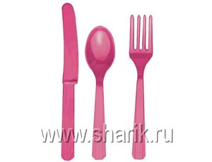 Столовые приборы пластиковые "Bright Pink" 24 шт