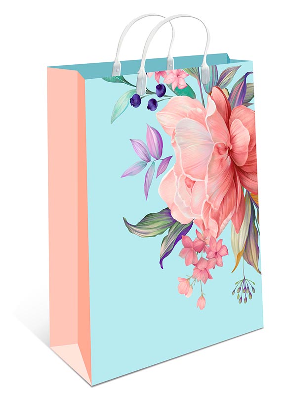 Пакет пластиковый подарочный "Розовый цветок" (БОЛЬШОЙ)