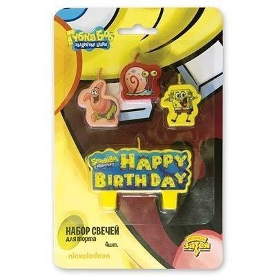 Свечи для торта Губка Боб 4 шт