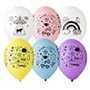 Шар латексный 14" с рисунком+Шелкография "Doodle"