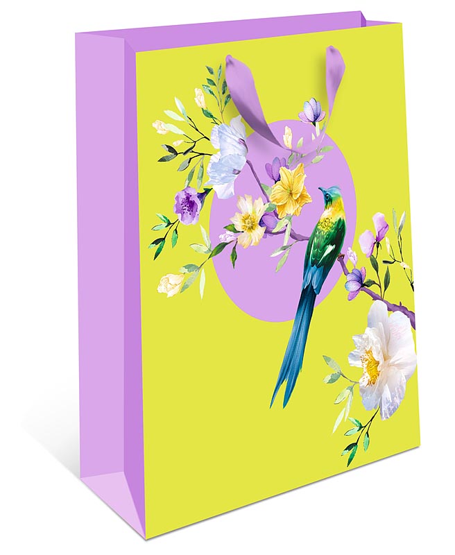 Пакет подарочный "Птица в цветах" (АА)