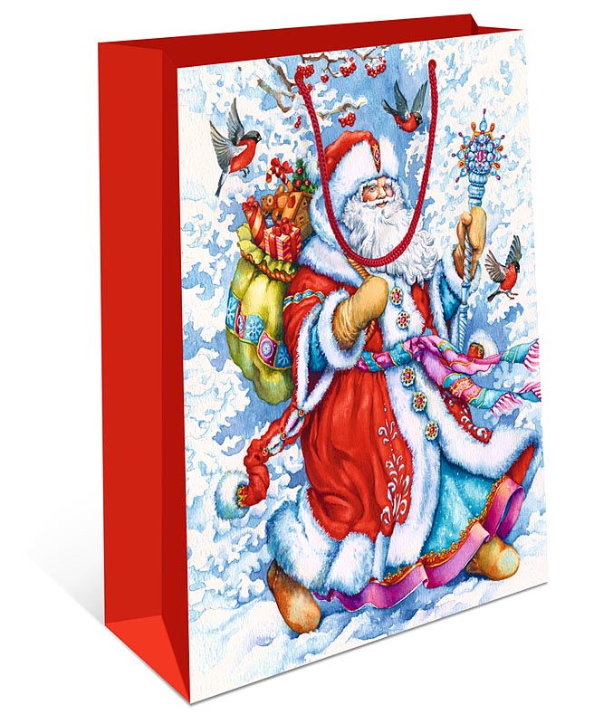 Пакет подарочный новогодний "Дед Мороз с подарками" (DE)