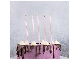 Свечи для торта с подставками РОЗОВЫЕ 13 см 12 шт