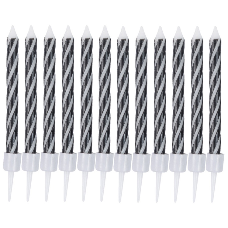 Свечи для торта с подставками Спирали ЧЁРНЫЕ 6 см 12 шт