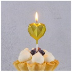 Свеча для торта Сердце Диамант ЗОЛОТОЕ 3,5 см