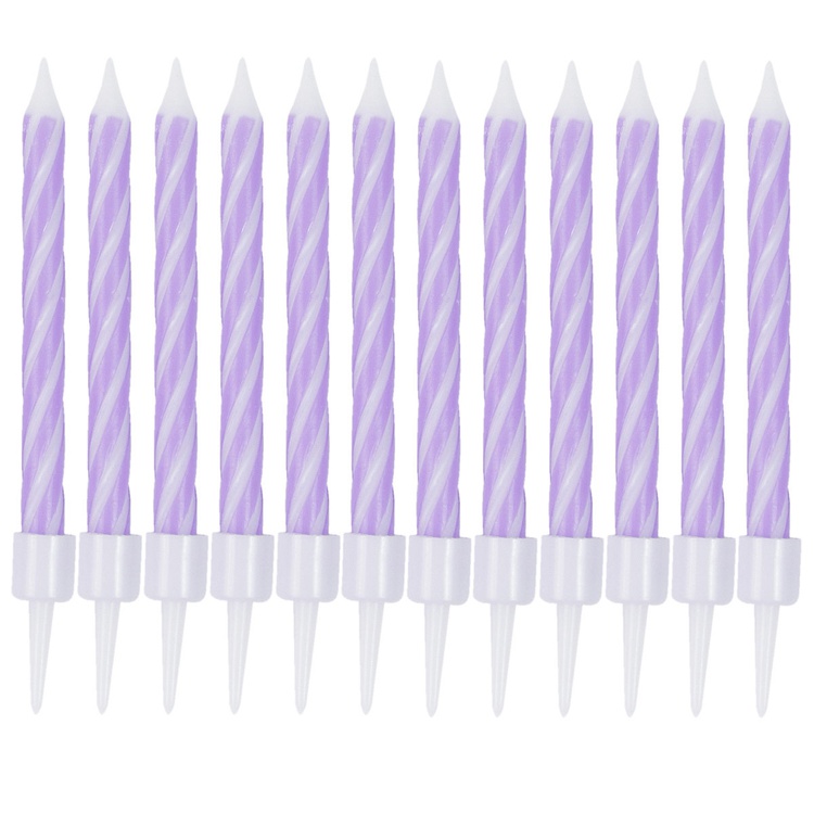 Свечи для торта с подставками Спирали ФИОЛЕТОВЫЕ 6 см 12 шт