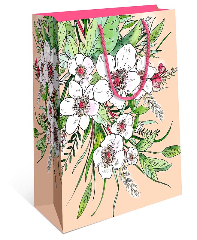 Пакет подарочный "Белые цветы" (ВС)