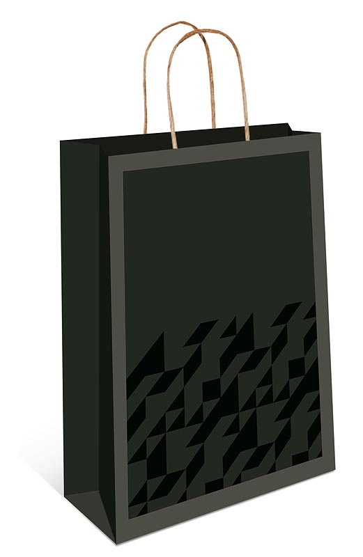 Пакет подарочный КРАФТ "Орнамент на чёрном" (ВС)