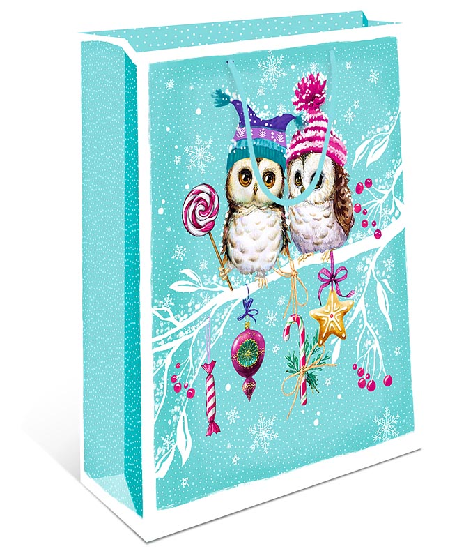 Пакет подарочный новогодний "Две совы" (ВС)