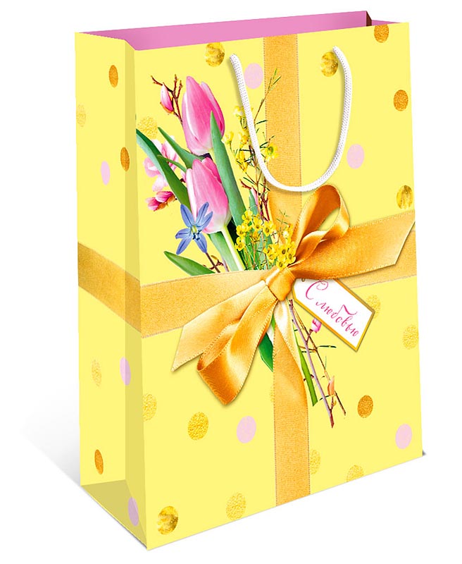 Пакет подарочный "Букет тюльпанов" (АВ)