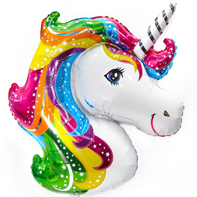 Шар Ф М/ФИГУРА/3 "Единорог радужный голова"