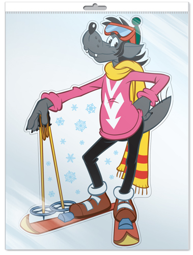 Плакат вырубной "Волк с лыжами" Формат А3