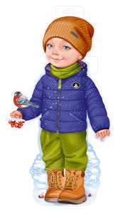Плакат вырубной двусторонний "Мальчик со снегирём" Формат А3