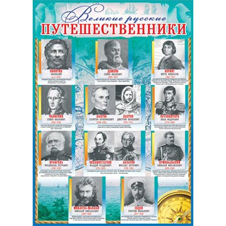 Плакат "Великие русские путешественники" Формат А2