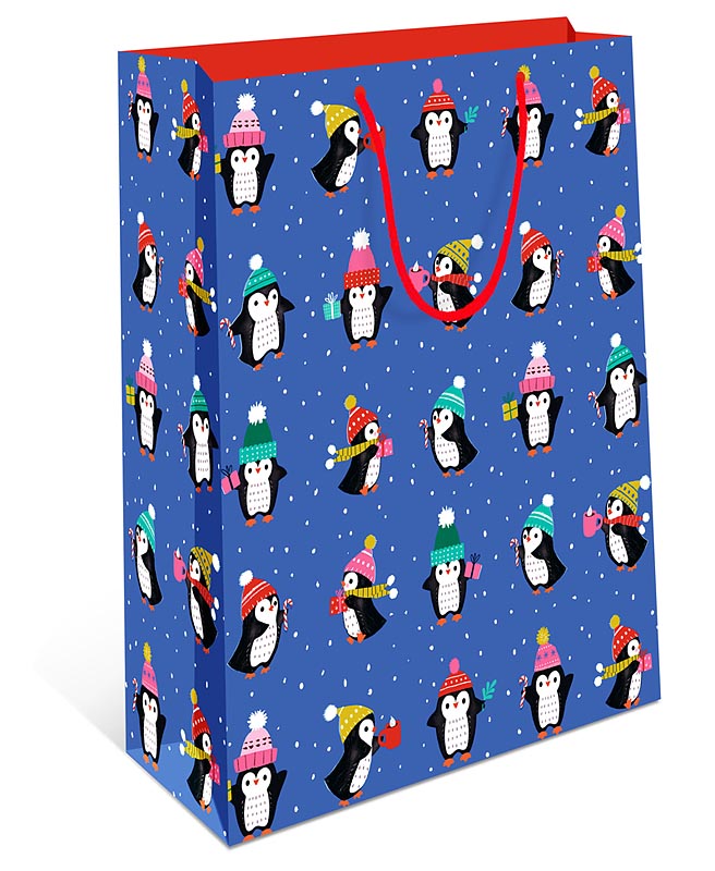 Пакет подарочный новогодний "Пингвины" (АА)