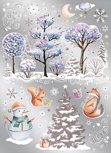 Набор цветных новогодних наклеек "Снежная сказка"
