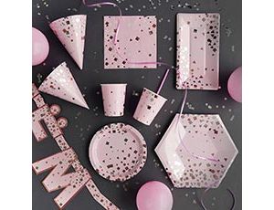 Тарелка бумажная "Конфетти Party розовая" 24 см 6 шт